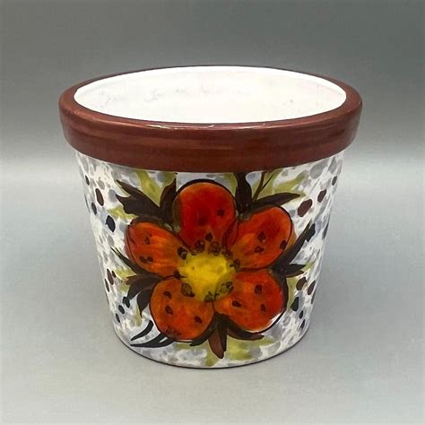 Hand Painted Italian Glazed Terracotta Flower Pot, Vintage Majolica - Etsy