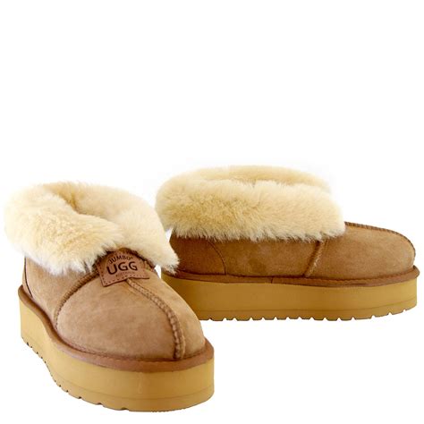 Platform Aussie Slippers in Chestnut | Elevated Comfort | Ugg Boots ...