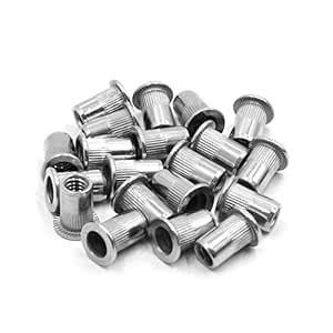 uxcell 20Pcs 304 Stainless Steel 1/4-20 UNC Car Flat Head Rivet Nut ...