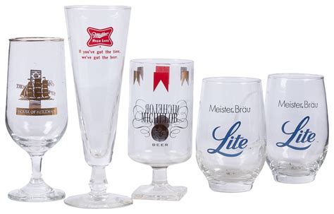 Lot Detail - Group of Beer Glasses. Circa 1980s. 22 glasses to five diff...