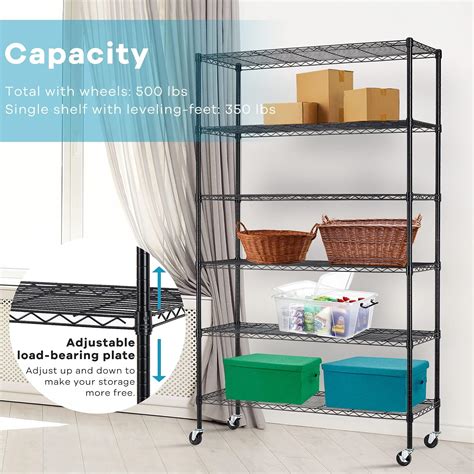 Buy HCY Garage Shelving, 82x48x18 Metal Shelves 6 Tier Wire Shelving ...