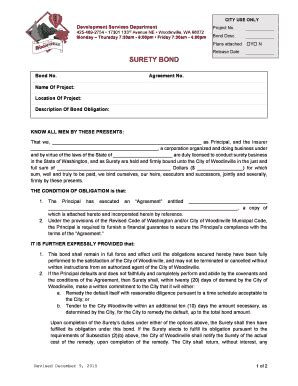 Fillable Online Surety Bond form. Surety Bond form Fax Email Print ...
