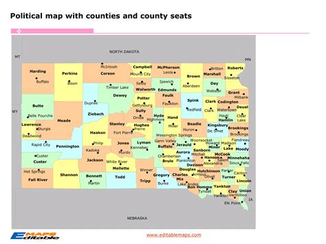 South Dakota county map - Editable PowerPoint Maps