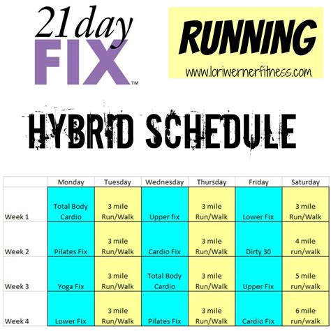 21 Day Fix Workout Schedule Printable