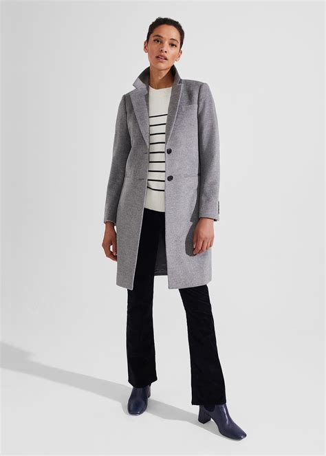 Grey wool coat womens discount