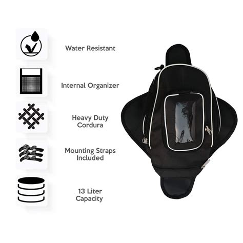 Allextreme EXFTB12 Magnetic Fuel Tank Bag with Night Reflectors & Rain ...