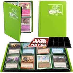 Monster Binder - 4 Pocket Trading Card Album - Matte Green (Anti-theft ...
