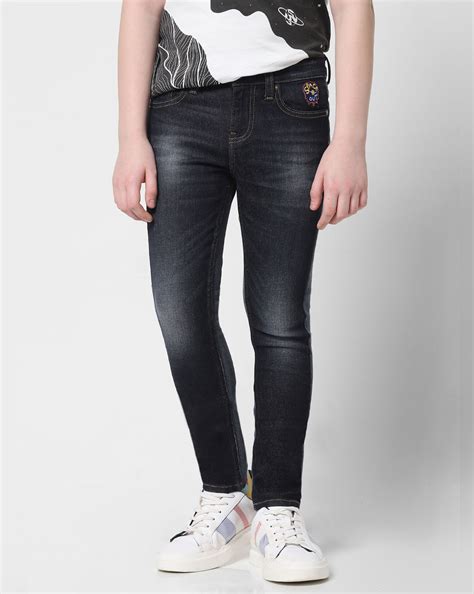 Dark Blue Mid Rise Washed Glenn Slim Jeans
