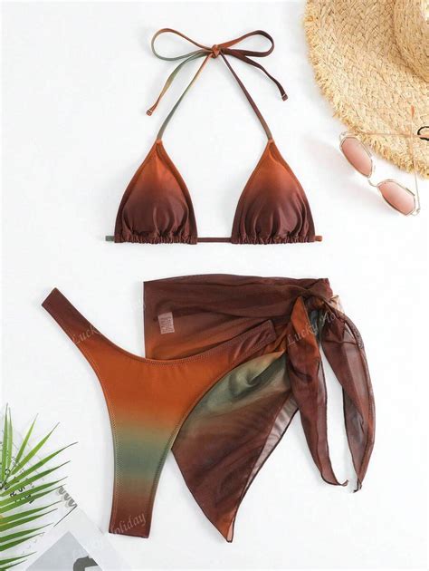 3pcs Sexy Mesh Dress Bikini Set, Summer | SHEIN USA
