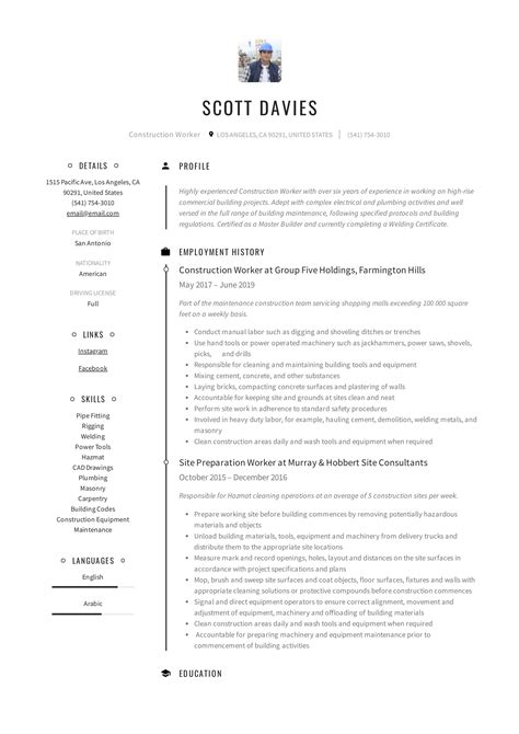 Construction worker resumes guide – Artofit