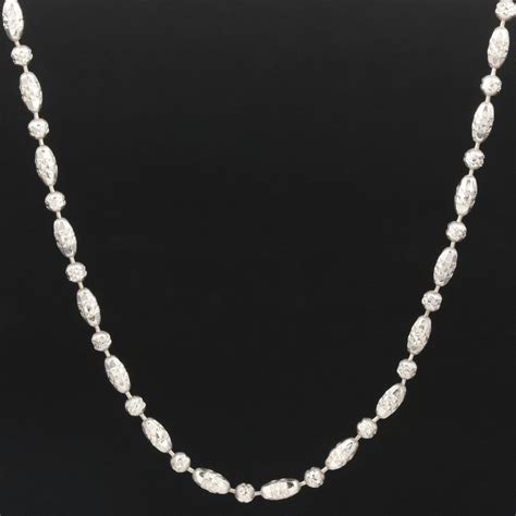 18K White Gold Beaded Diamond Cut Chain Necklace | EBTH