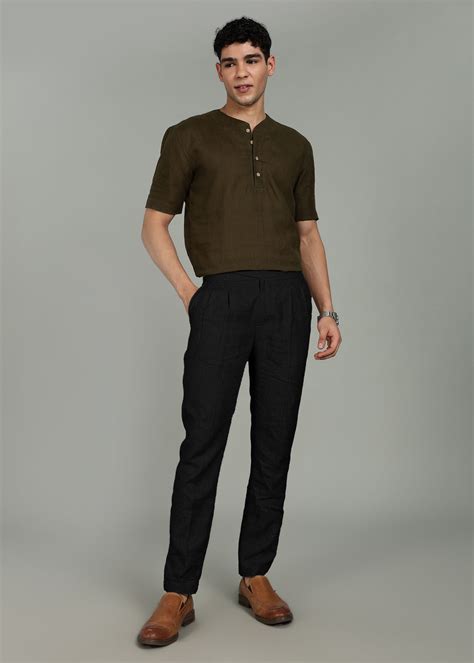 Black Pure Linen Italian Inspired Formal Trousers – Linen Trail