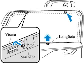 Para volver la visera a su posición original, desenganche la visera y ...