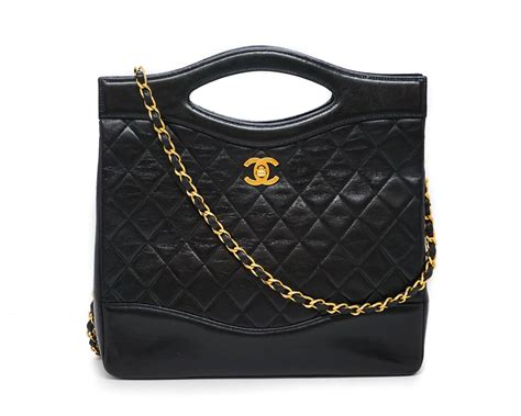 Chanel Vintage Black Lambskin 31 Large Shopping Bag – Classic Coco ...