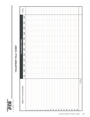 California PTA Volunteer Tally Sheet - Blank Fillable Template | Fill ...