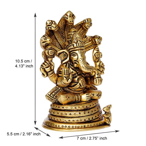 Lord Ganesha with Naag Devta Brass Handcrafted Idol - eCraftIndia Online