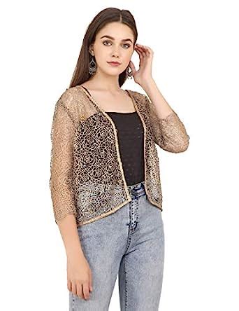 Buy UNFAKENOW Self Design Net Women Kaftan(Brown_XS) at Amazon.in