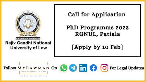 Call for Applications: PhD Programmes 2023 RGNUL, Patiala [Apply by 10 Feb]