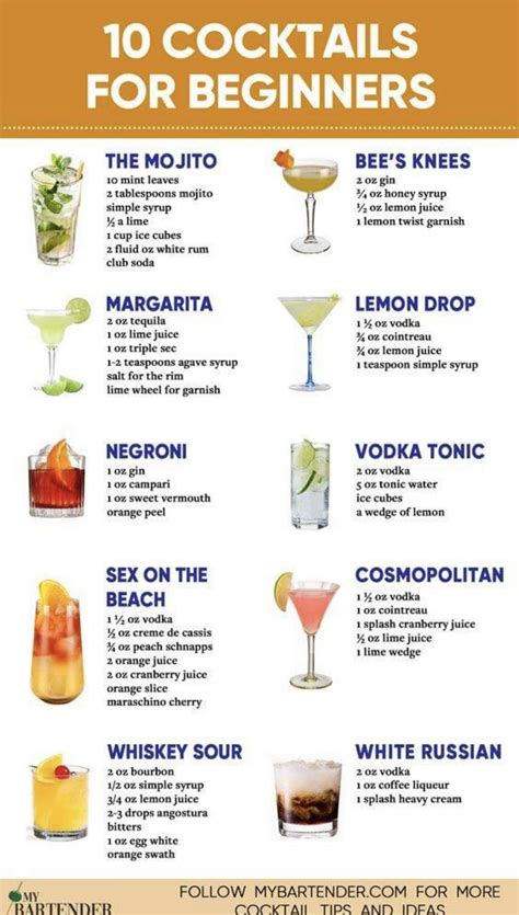 Bartender cheat sheet 45 cocktails to master free printable pdf – Artofit