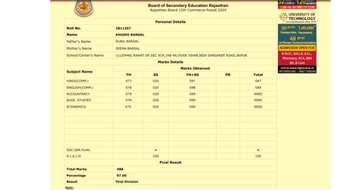 RBSE 12th result topper: जयपुर की खुशी बंसल को 12th में इतने नंबर कि ...