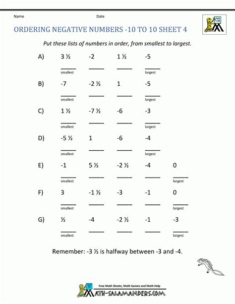 Negative Numbers Worksheets 的图像结果