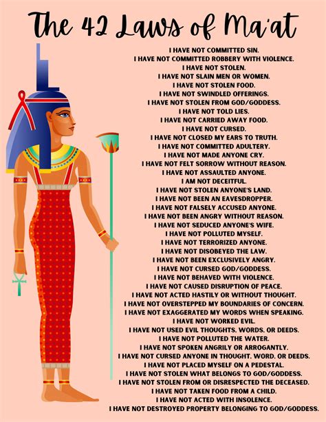 The 42 Laws of Ma'at ONE SHEET 8.5x11 in PDF - Etsy Australia