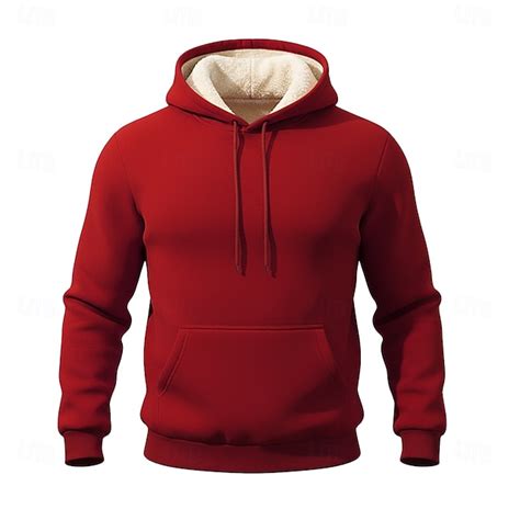 Men's Hoodie Sherpa Pullover Hoodie Sweatshirt Black Pink Yellow Khaki ...
