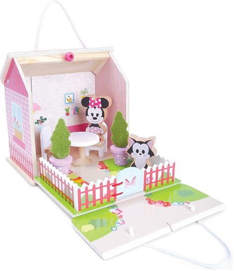 Buy Disney Wooden Toys Minnie Mouse Carry Along House 8-Piece Playset ...