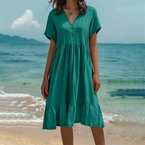 Wycnly Summer Dresses for Women Womens Dresses Button Down Loose Flowy ...