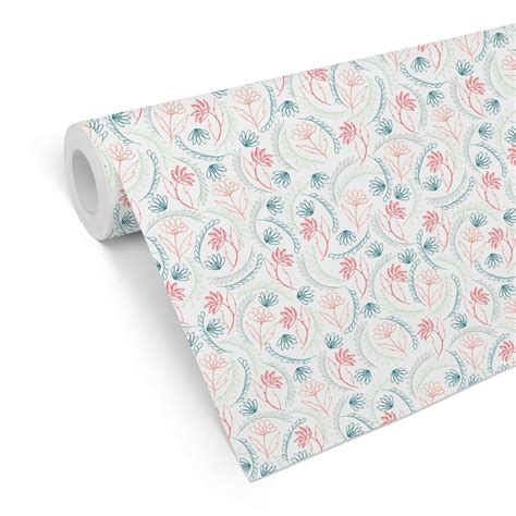 Patterned Wallpaper Graphic Flowers - pink | wall-art.com