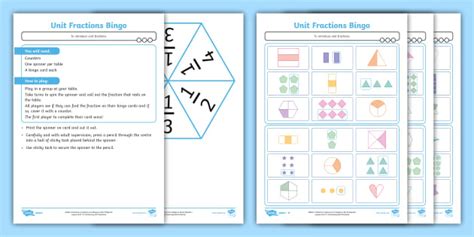 👉 Year 2 Unit Fractions PlanIt Maths Bingo