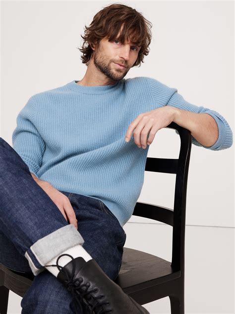 Merino-Cashmere Waffle-Knit Sweater | Banana Republic