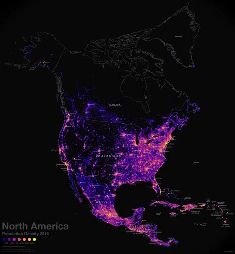 North America Population Density 2016 - Maps on the Web