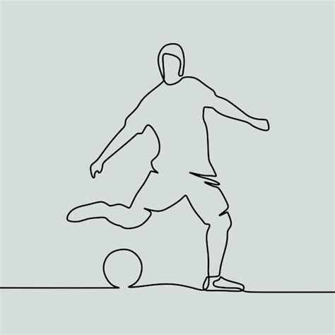 Doorlopende lijntekening op mensen die voetbal spelen | Premium Vector