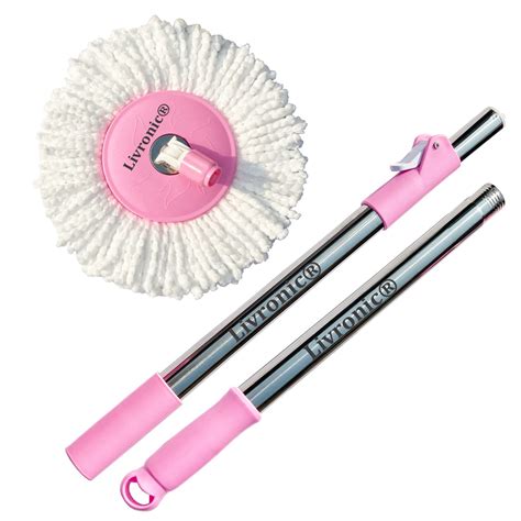Livronic® Spin Mop Broom Handle Stick with Microfiber Head Refill ...