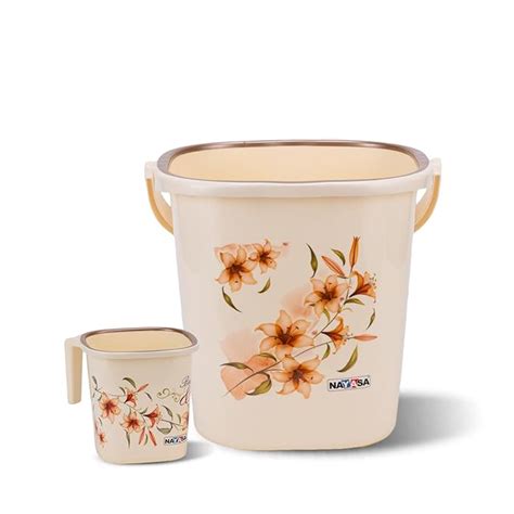 Nayasa Square Ring Deluxe Plastic Bucket Set for Bathroom | Bucket and ...