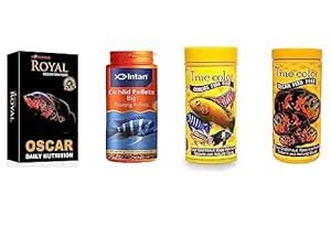 Oscar OR Cichlid Fish Food Collection 4 in 1 Combo - for Fast Growth ...