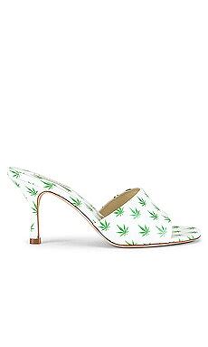 Larroude Colette Sandal in White Leaf Patent | REVOLVE
