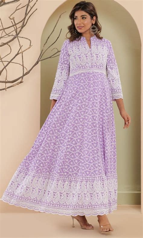 Lilac Chikankari Anarkali Set – House Of Jamoti