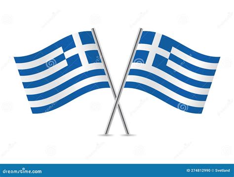 Greece Crossed Flags. Greek Flags on White Background Stock Vector ...