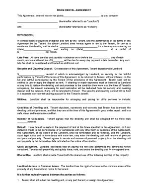 2013-2026 Form Room Rental Agreement - Blank Fillable Template | Fill ...