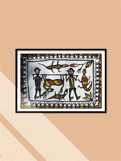 Shop Hunters in Traditional Sohrai Painting