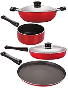Nirlon 3 Layer Non-Stick Coated Aluminium 4 Piece Kitchen Cooking ...