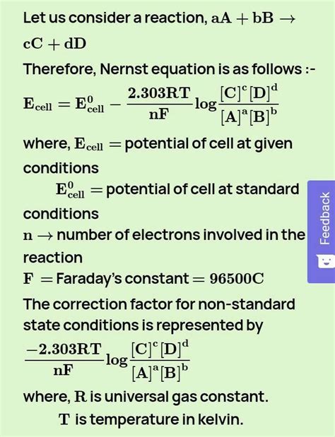 Write the Nerst equation. What part of it represent the correction ...