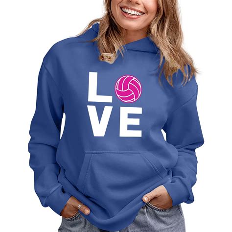 Clearance Sales Oversized Hoodies for Women LOVE Volleyball Long Sleeve ...