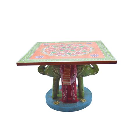 Buy Handcrafted Multicolor 4 Side Wooden Elephant Table Showpiece |DMH ...