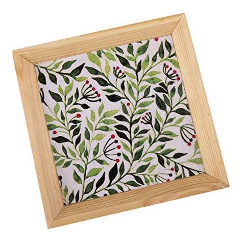 A Tiny Mistake Green Leaves Wooden Serving Tray, 18cm x 18cm x 2cm ...