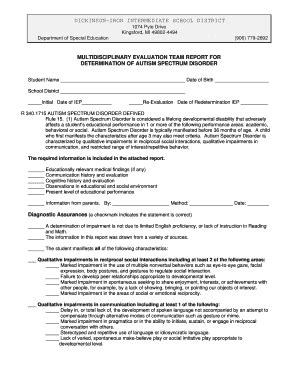 Fillable Online DETERMINATION OF AUTISM SPECTRUM DISORDER Fax Email ...