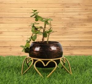 Roots & Shoots Metal 4 Inch Designer Polka With Golden 5 Heart Stand ...