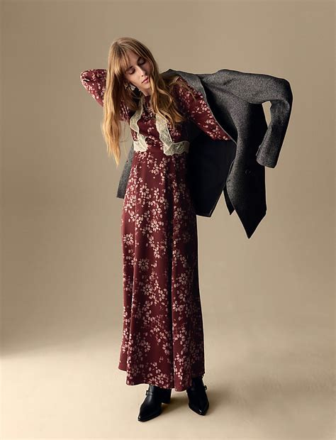 Buy Satin Printed Round Neck Maxi Dress at Marks & Spencer